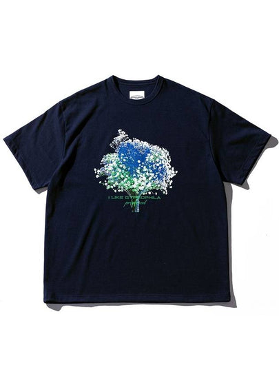 Color Preserved Flower Short Sleeve T-Shirt Navy - GRAN TURISMO - BALAAN 2