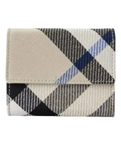 Checked Leather Half Wallet Beige - BURBERRY - BALAAN 2