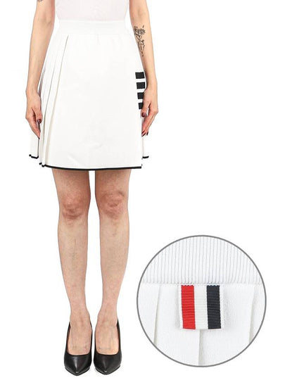 Women's 4 Bar Mini Pleated Skirt White - THOM BROWNE - BALAAN 2