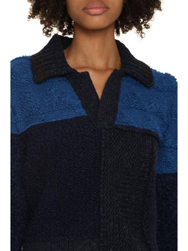 Patchwork Wool Knit Top Navy - BOTTEGA VENETA - BALAAN 6