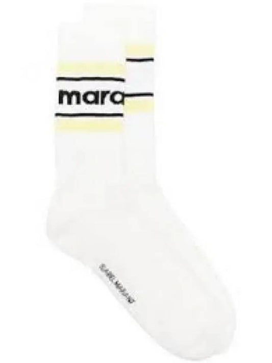 Intarsia Logo Striped Knit Socks White - ISABEL MARANT - BALAAN 2