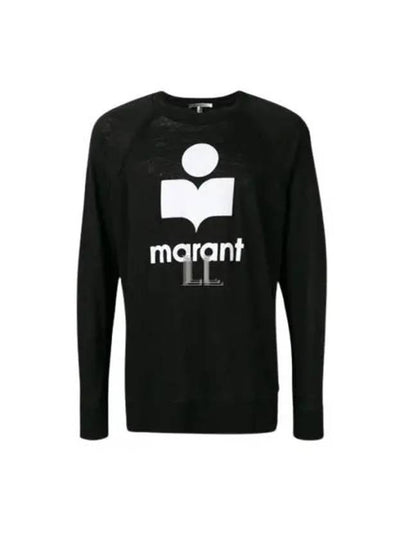 Kieffer Logo Print Linen Long Sleeve T-Shirt Black - ISABEL MARANT - BALAAN 2