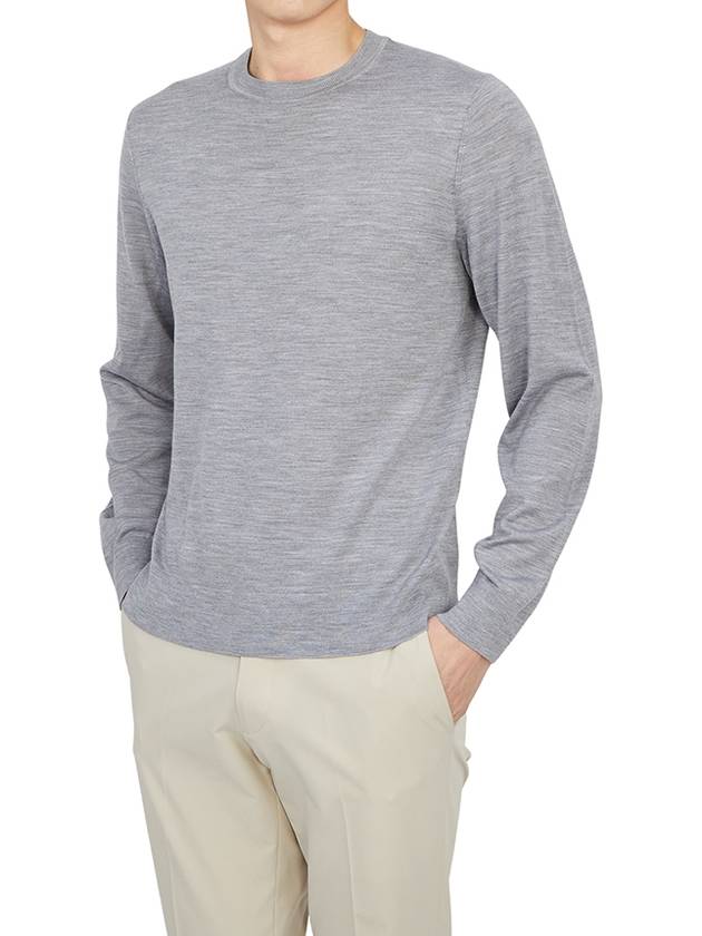 Regal Wool Crew Neck Long Sleeve T-Shirt Gray - THEORY - BALAAN.