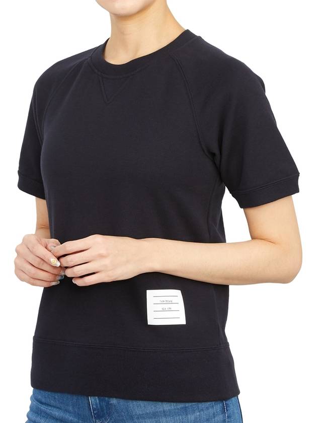 Women's Loopback Cotton Short Sleeve T-Shirt Navy - THOM BROWNE - BALAAN 6