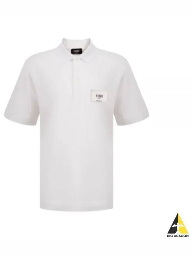 Men's Logo Patch Short Sleeve Polo Shirt White - FENDI - BALAAN 2