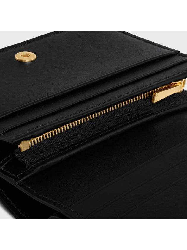 Triomphe Compact Shiny Calfskin Half Wallet Black - CELINE - BALAAN 6