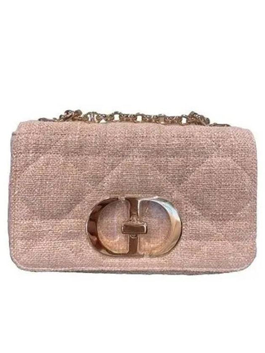 Caro Macrocannage Linen Small Shoulder Bag Rose Des Vents - DIOR - BALAAN 2