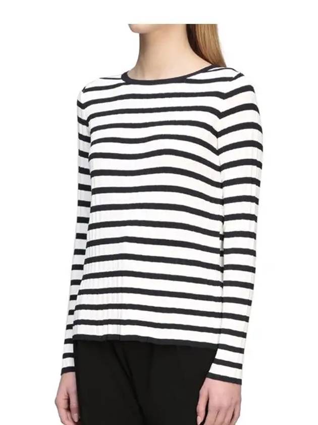 Women's Striped Viscose Long Sleeve T-Shirt Black White - MAX MARA - BALAAN 4