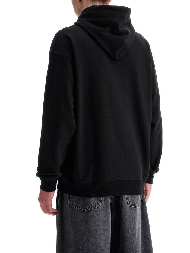 black cotton hoodie with embossed logo - DIESEL - BALAAN 3