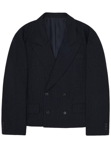 DOUBLE BREASTED PIN STRIPE BLAZER in navy - MYDEEPBLUEMEMORIES - BALAAN 1