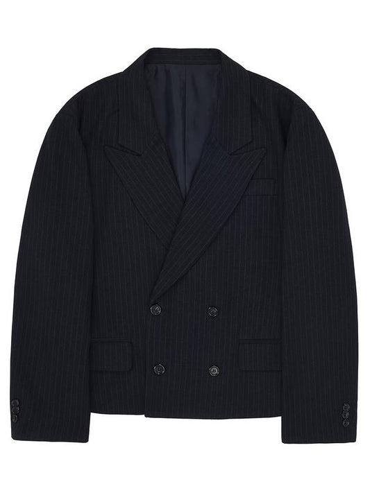 DOUBLE BREASTED PIN STRIPE BLAZER in navy - MYDEEPBLUEMEMORIES - BALAAN 2