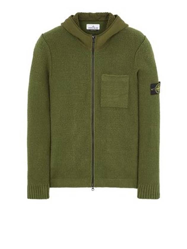 Waffen Patch Fleece Zip Up Hoodie Green - STONE ISLAND - BALAAN 2