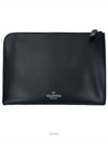 VLTN White Logo Document Clutch Bag Black - VALENTINO - BALAAN 3