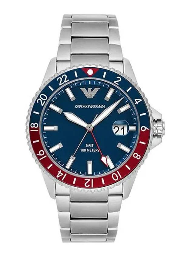 Men's Diver GMT Dual Time Metal Watch Silver - EMPORIO ARMANI - BALAAN 3