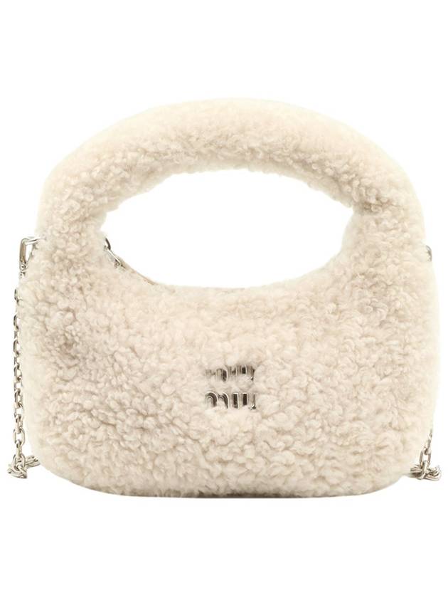 Ivory Soft Shearling Wander Mini Hobo Bag 2WAY - MIU MIU - BALAAN 1