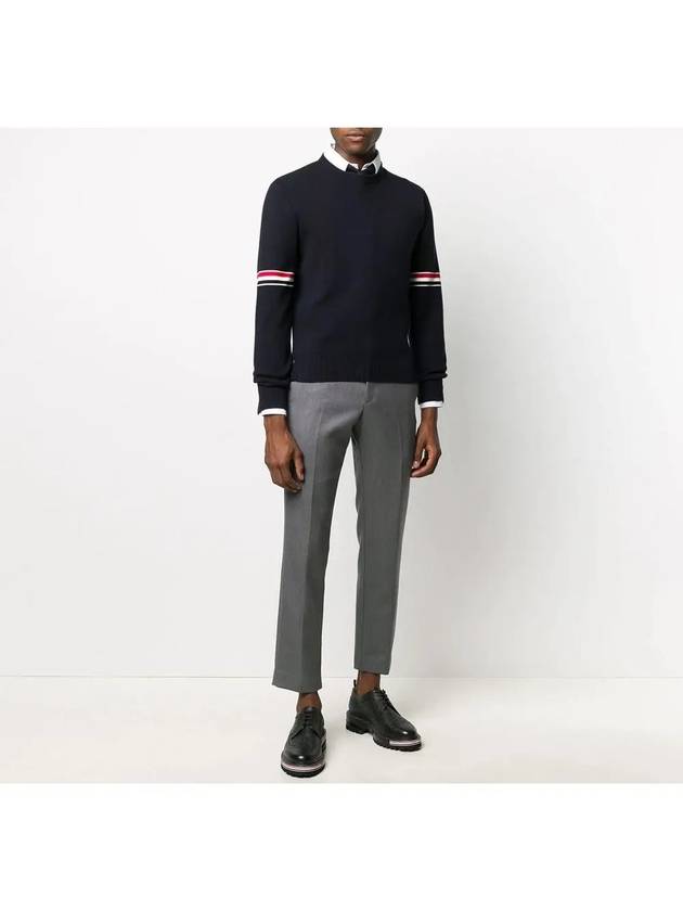 Men's Milan Stitch Armband Crew Neck Knit Top Navy - THOM BROWNE - BALAAN 4