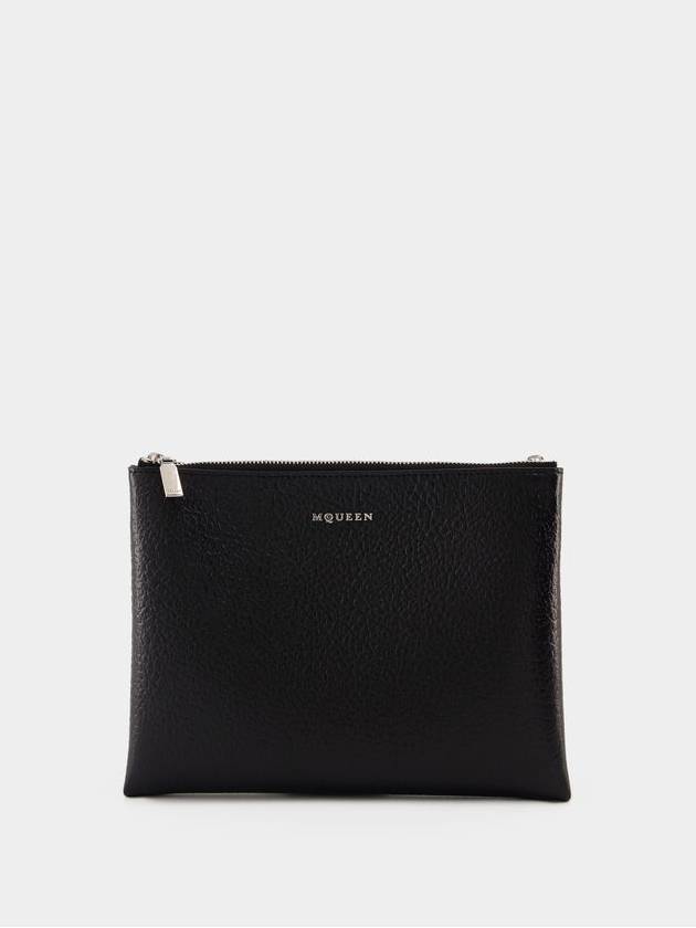 Cross Bar Clutch - Alexander McQueen - Leather - Black/Silver - ALEXANDER MCQUEEN - BALAAN 1