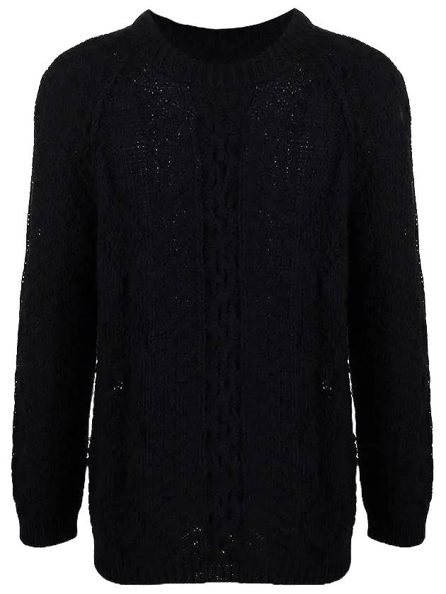 Back Stitch Cable Wool Knit Top Navy - MAISON MARGIELA - BALAAN 1