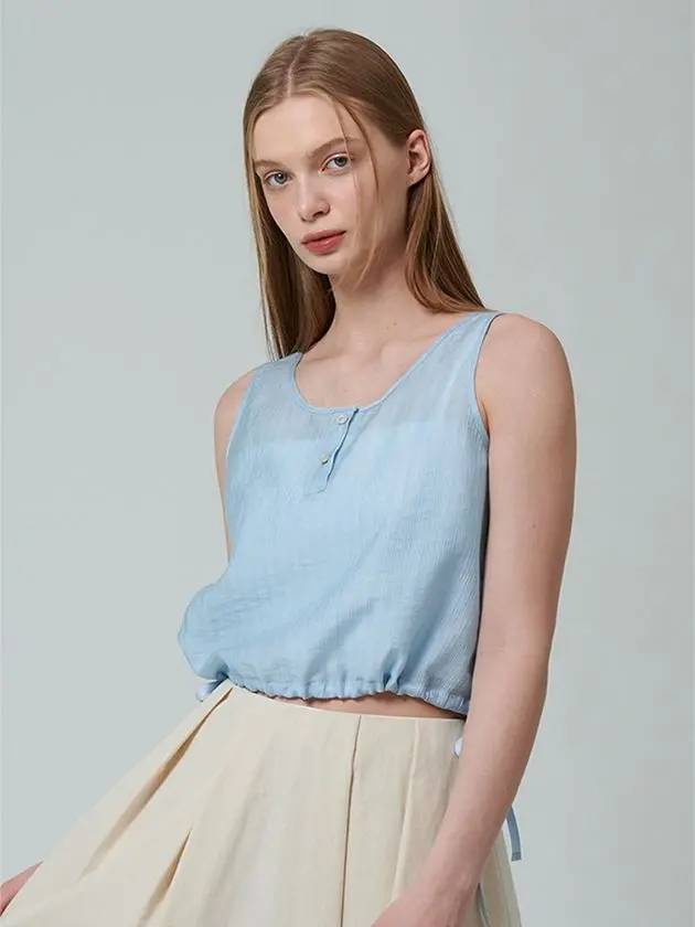 Soft see-through string sleeveless blouse blue - PINBLACK - BALAAN 1