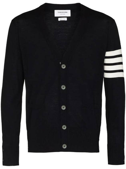 Men's Sustainable Classic Diagonal Wool Cardigan Navy - THOM BROWNE - BALAAN 2