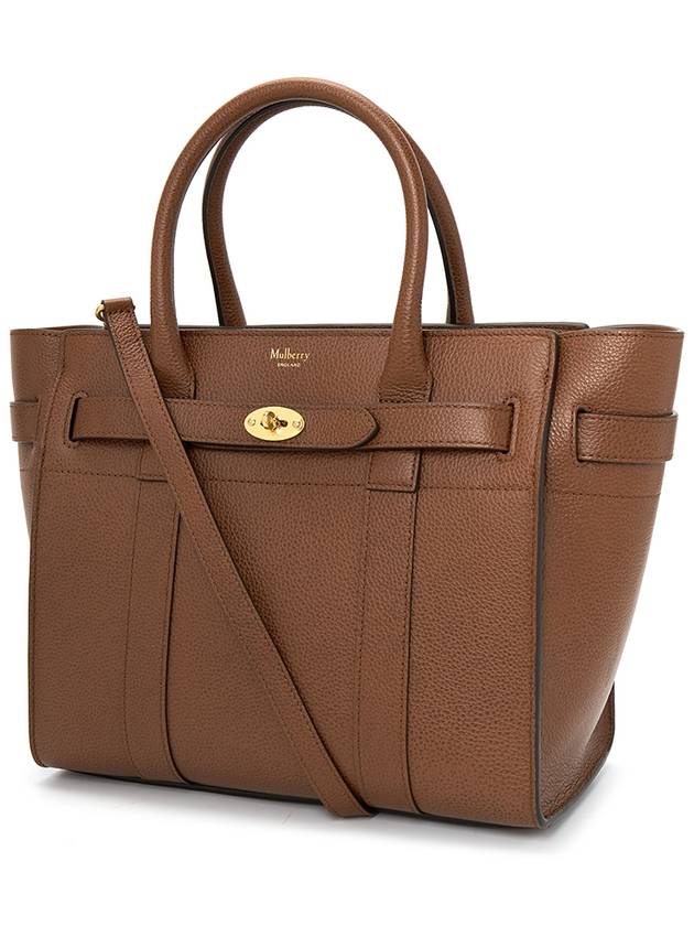 Small Classic Grain Zipped Bayswater Tote Bag Oak - MULBERRY - BALAAN 3