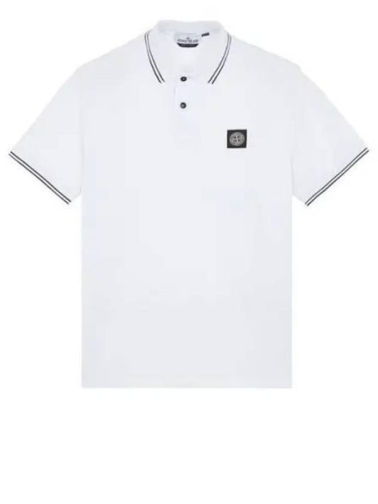 Stretch Cotton Pique Short Sleeve Polo Shirt White - STONE ISLAND - BALAAN 2