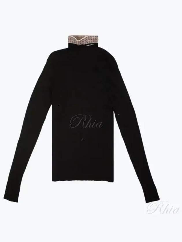 Logo Slim Fit Turtleneck Black - PRADA - BALAAN 2