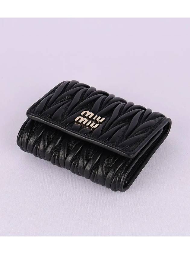 Matelasse Logo Nappa Leather Half Wallet Black - MIU MIU - BALAAN 4