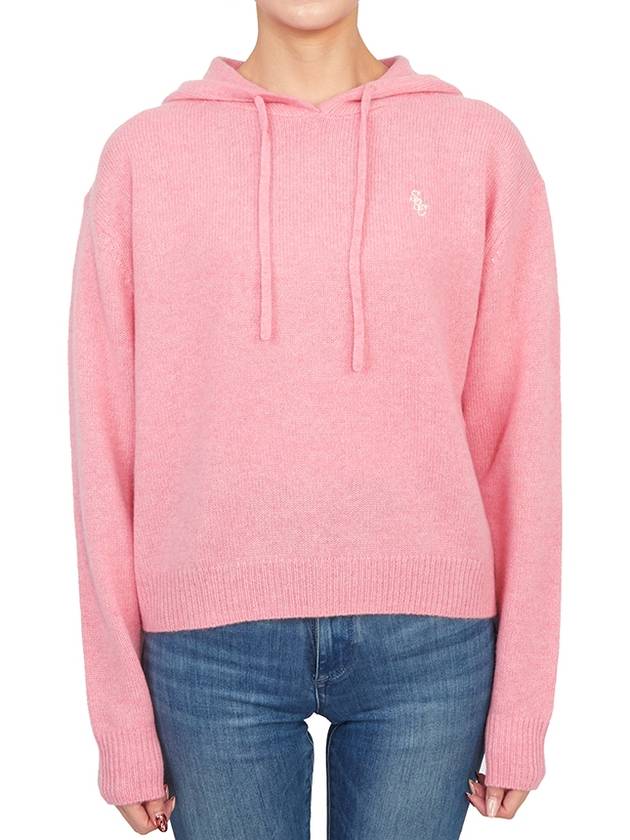 Embroidered Logo Cashmere Hoodie Pink - SPORTY & RICH - BALAAN 2