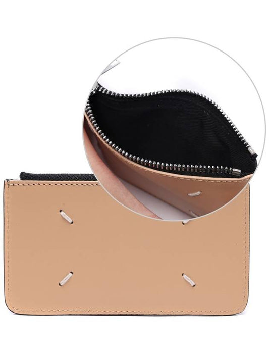 Two-Tone Zipper Card Wallet Black Beige - MAISON MARGIELA - BALAAN 2