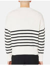 Striped Big Heart Logo Knit Top White - AMI - BALAAN 3