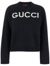 Intarsia Wool Knit Top Black - GUCCI - BALAAN 2