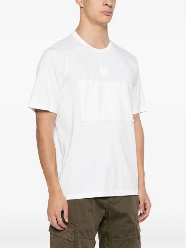 Mercerized Jersey Pocket Short Sleeve T-Shirt White - CP COMPANY - BALAAN 3