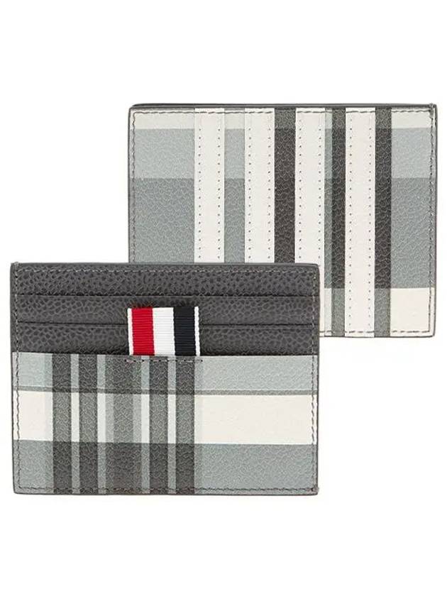 4-Bar Madras Pebble Grain Leather Card Wallet - THOM BROWNE - BALAAN 5