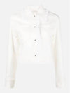 Women s Shirring White Cropped Denim Jacket FD52DV2406D2 WB - KENZO - BALAAN 1