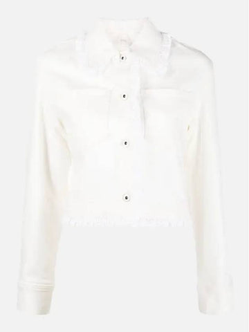 Women s Shirring White Cropped Denim Jacket FD52DV2406D2 WB - KENZO - BALAAN 1