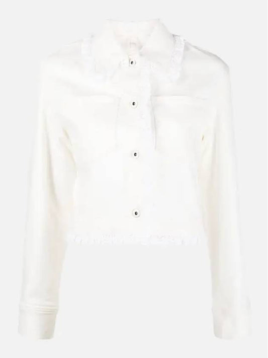 Women's Shirring White Cropped Denim Jacket FD52DV2406D2 WB - KENZO - BALAAN 2