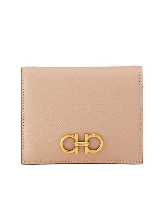 Gancini Compact Half Wallet Pink - SALVATORE FERRAGAMO - BALAAN 1