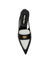 Embossed Logo Slingback Heel White Black - MIU MIU - BALAAN 4