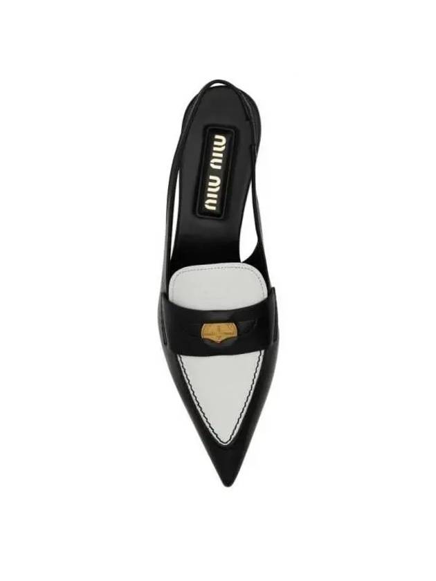 Embossed Logo Slingback Heel White Black - MIU MIU - BALAAN 4