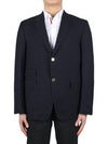 Men's Wool Pique Shooting Single Jacket Navy - THOM BROWNE - BALAAN 2