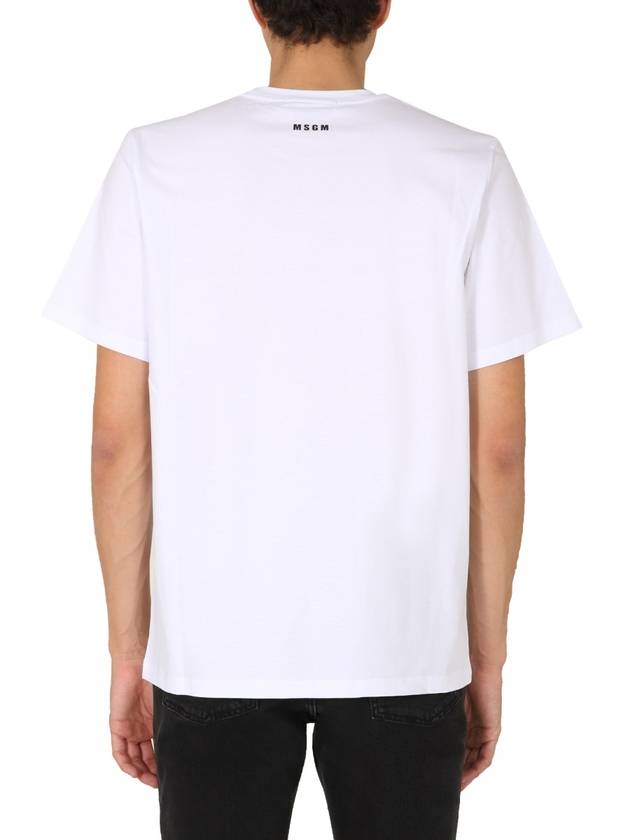 Men's Graphic Print Short Sleeve T-Shirt White - MSGM - BALAAN 4