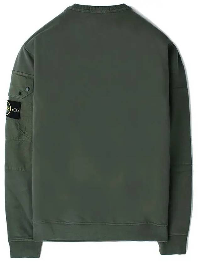 Brushed Organic Cotton Fleece Sweatshirt Green - STONE ISLAND - BALAAN 3