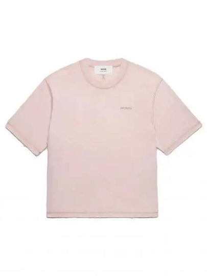 Embroidery Logo Fade Out Short Sleeve T-Shirt Pink - AMI - BALAAN 2