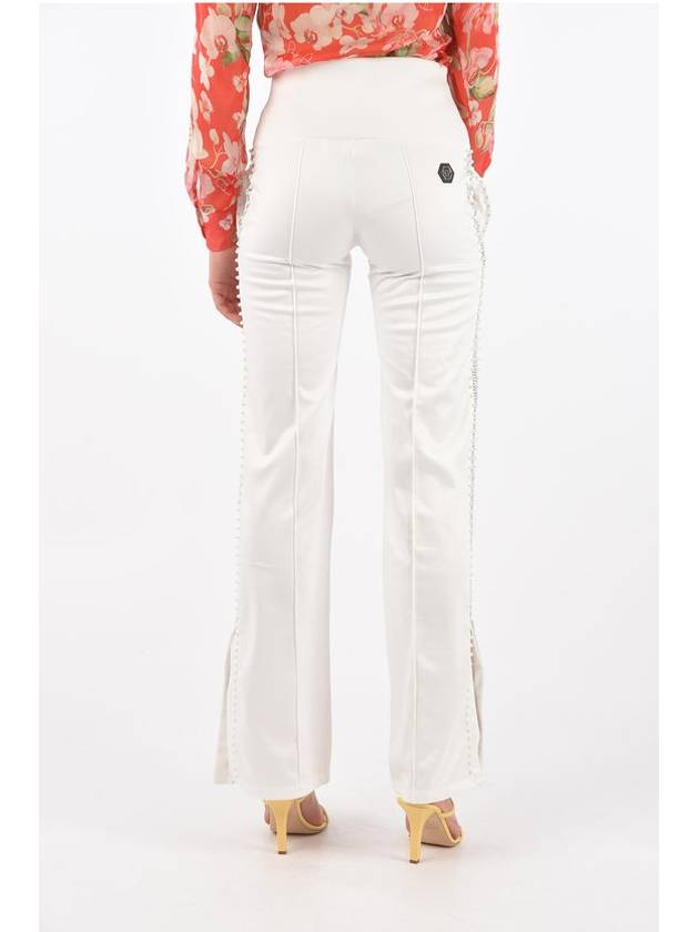 Women's Casual Bead Strass Palazzo Slacks White - PHILIPP PLEIN - BALAAN 3