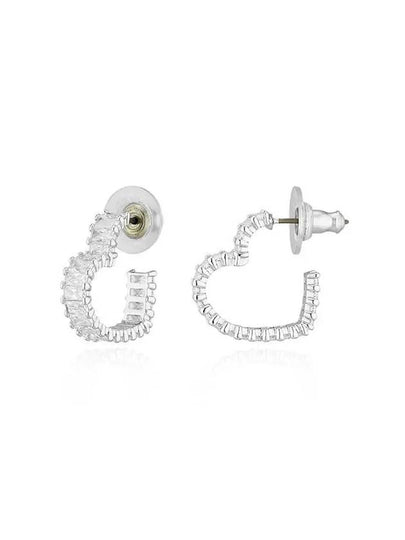 Matrix Heart Small Hoop Earrings Silver - SWAROVSKI - BALAAN 2