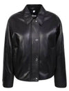 Women's Embroidered EKD Leather Jacket Black - BURBERRY - BALAAN 2