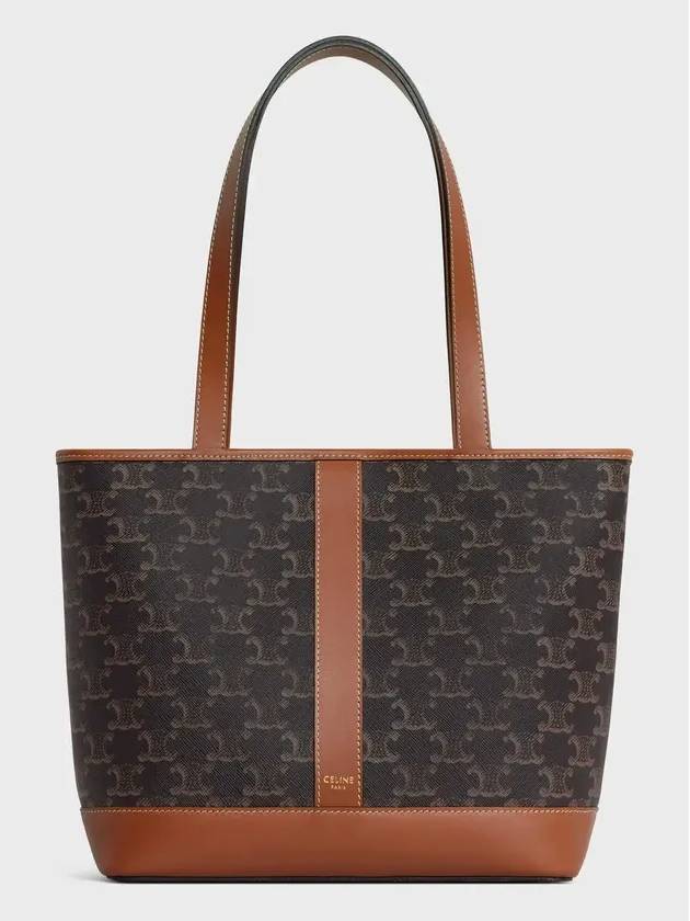 Triomphe Canvas Calfskin Tote Bag Brown Black - CELINE - BALAAN 2