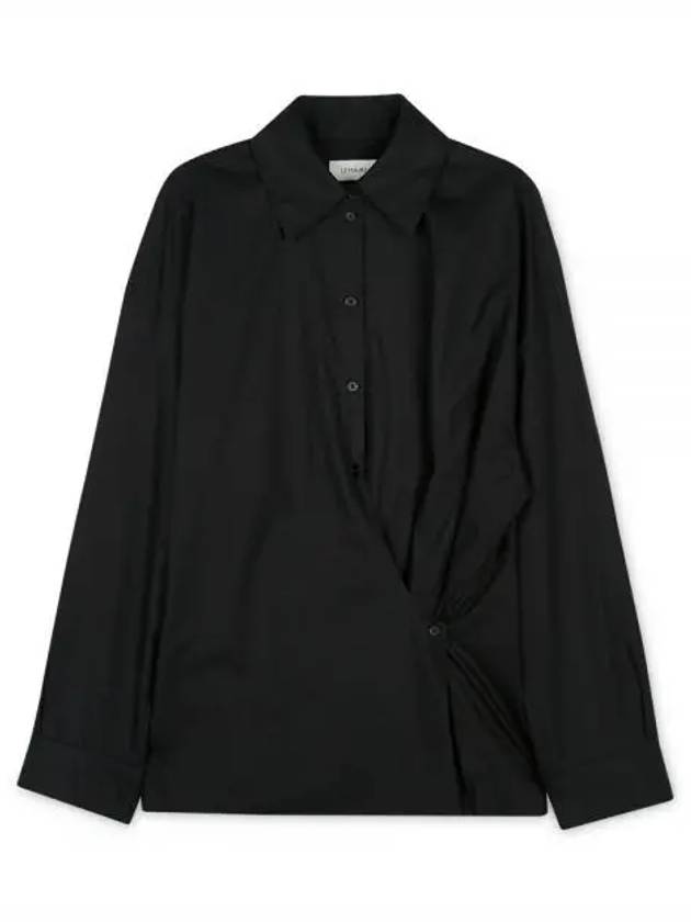 Dry Silk Straight Collar Twist Shirt Black - LEMAIRE - BALAAN 2