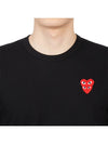 Play Double Heart Waffen Long Sleeve T-Shirt Black - COMME DES GARCONS - BALAAN 7